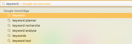 Screenshot der Google Suchvorschläge